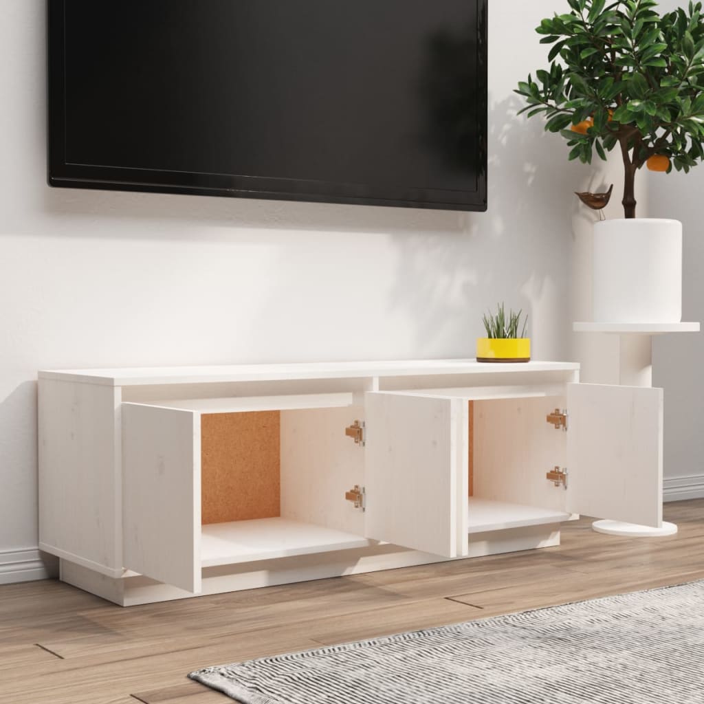 Mueble de TV de madera maciza de pino blanco 110x34x40 cm vidaXL