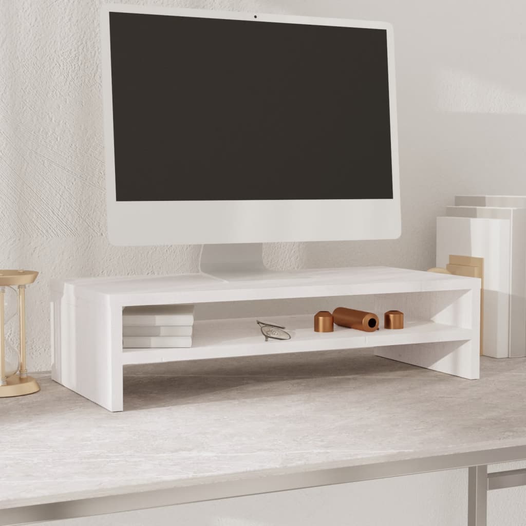 Vetonek Soporte de monitor madera maciza de pino blanco 50x24x13 cm