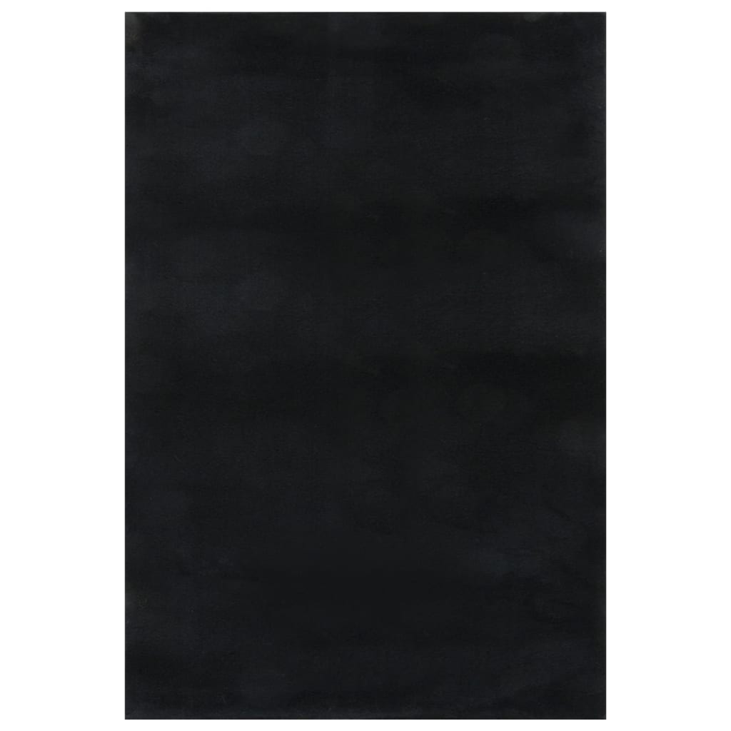 Curto -tapete de cabelo fonoso lavável preto macio de 160x230 cm