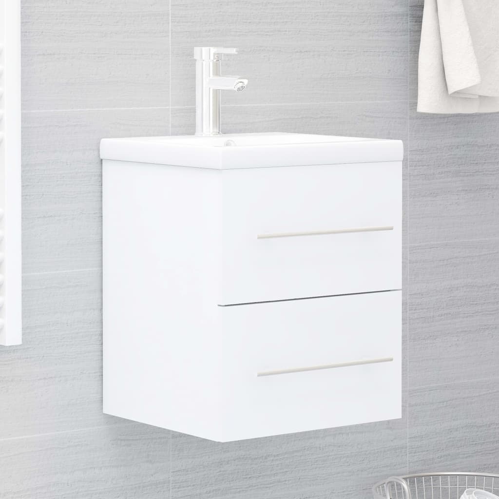 Vetonek Mueble con lavabo madera contrachapada blanco brillante