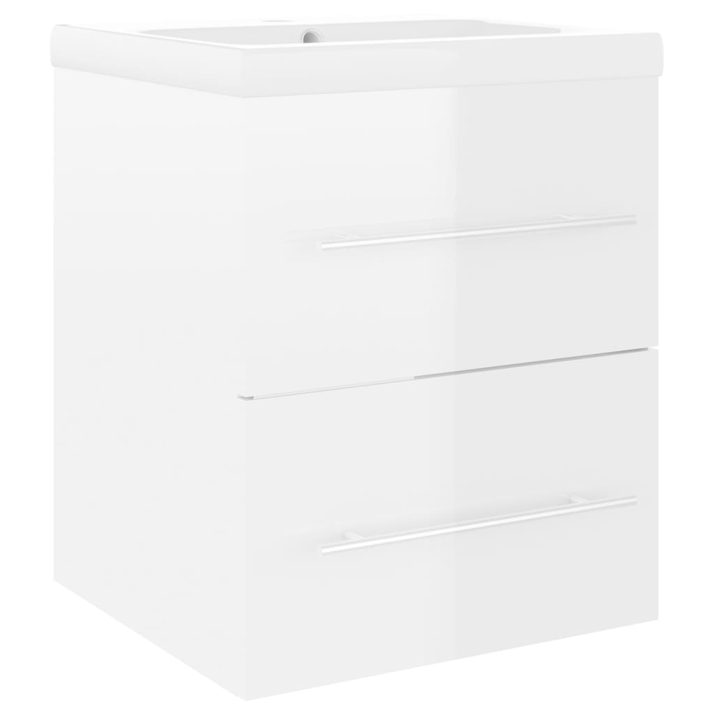 Mueble con lavabo madera de ingeniería blanco brillo V0122 Vetonek