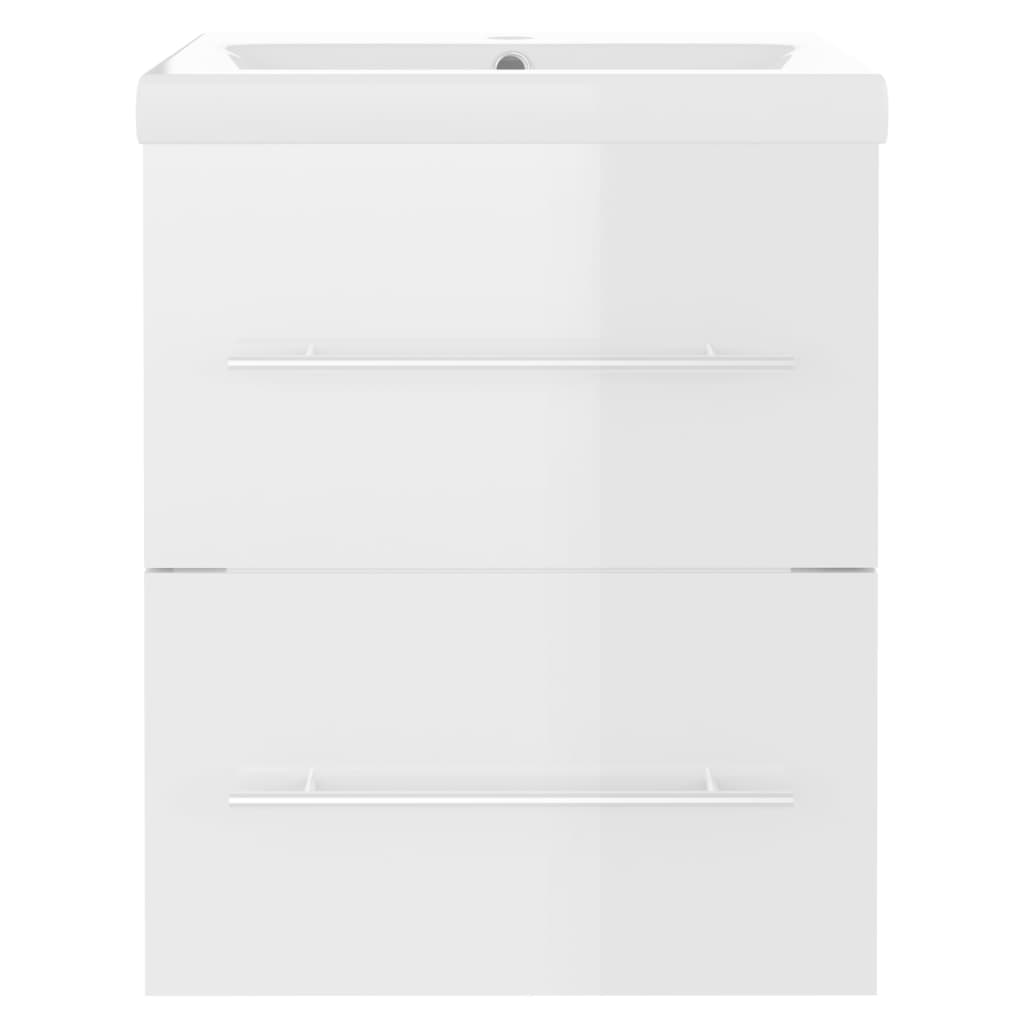 Mueble con lavabo madera de ingeniería blanco brillo V0122 Vetonek
