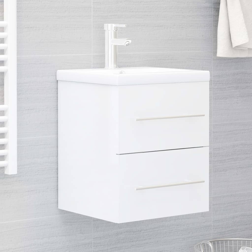 Mueble con lavabo madera de ingeniería blanco brillo V0122 Vetonek