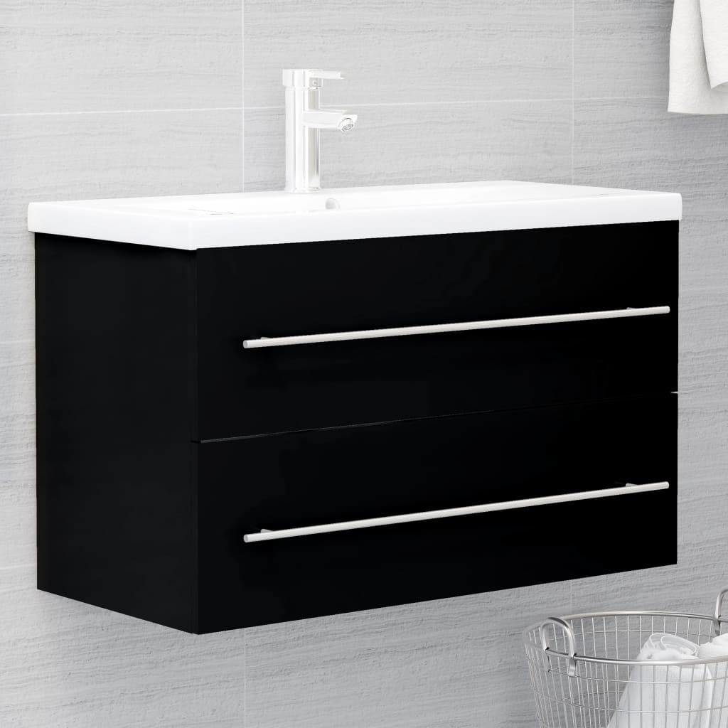 Vetonek Mueble con lavabo madera de ingeniería negro