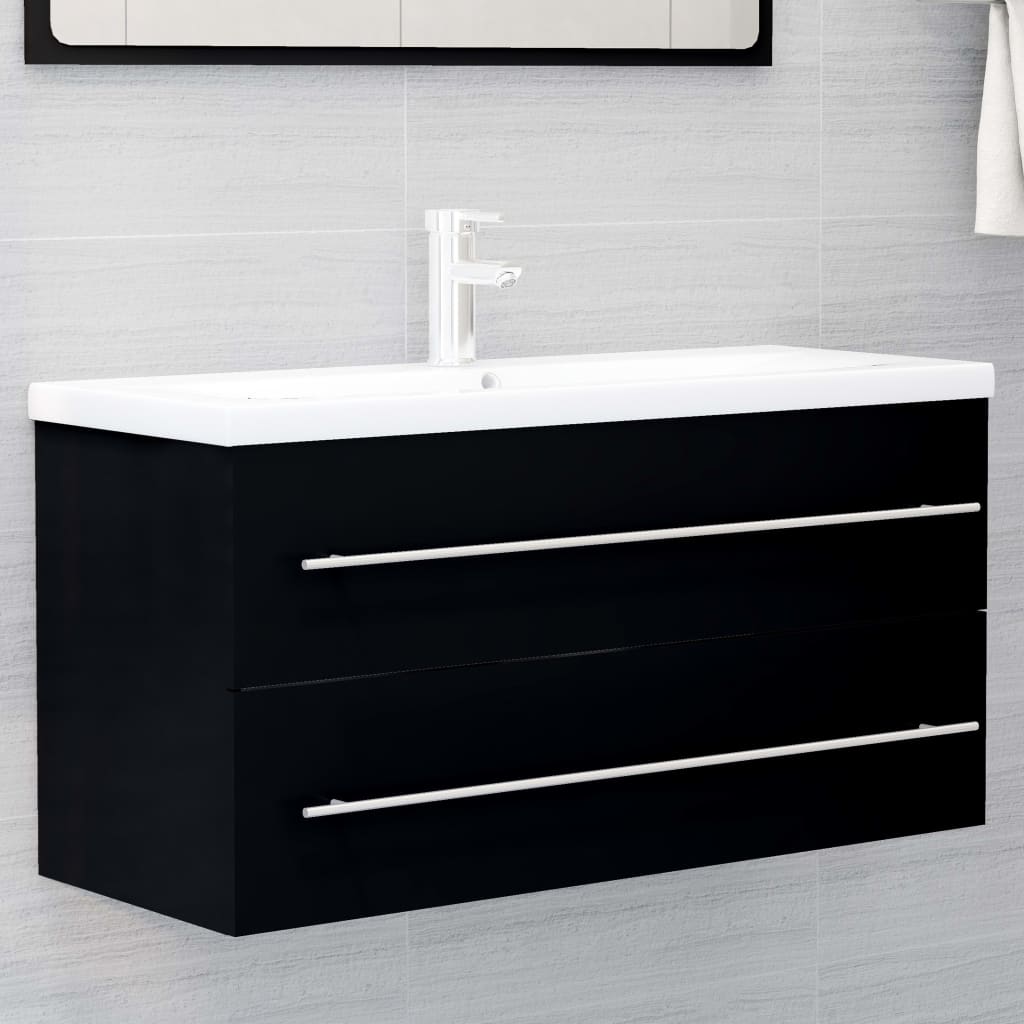 Vetonek Mueble con lavabo aglomerado negro