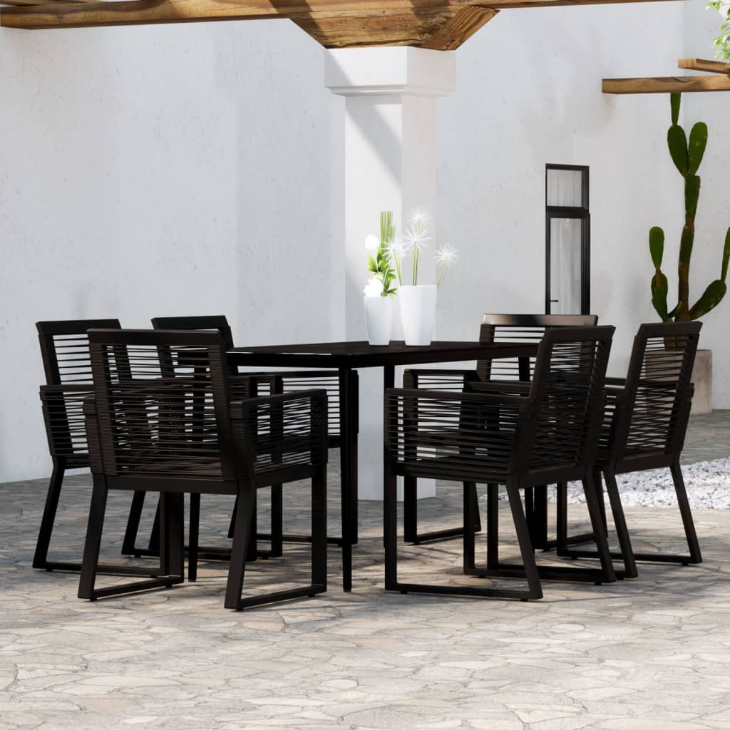 Vetonek Juego de comedor para jardín 7 piezas negro