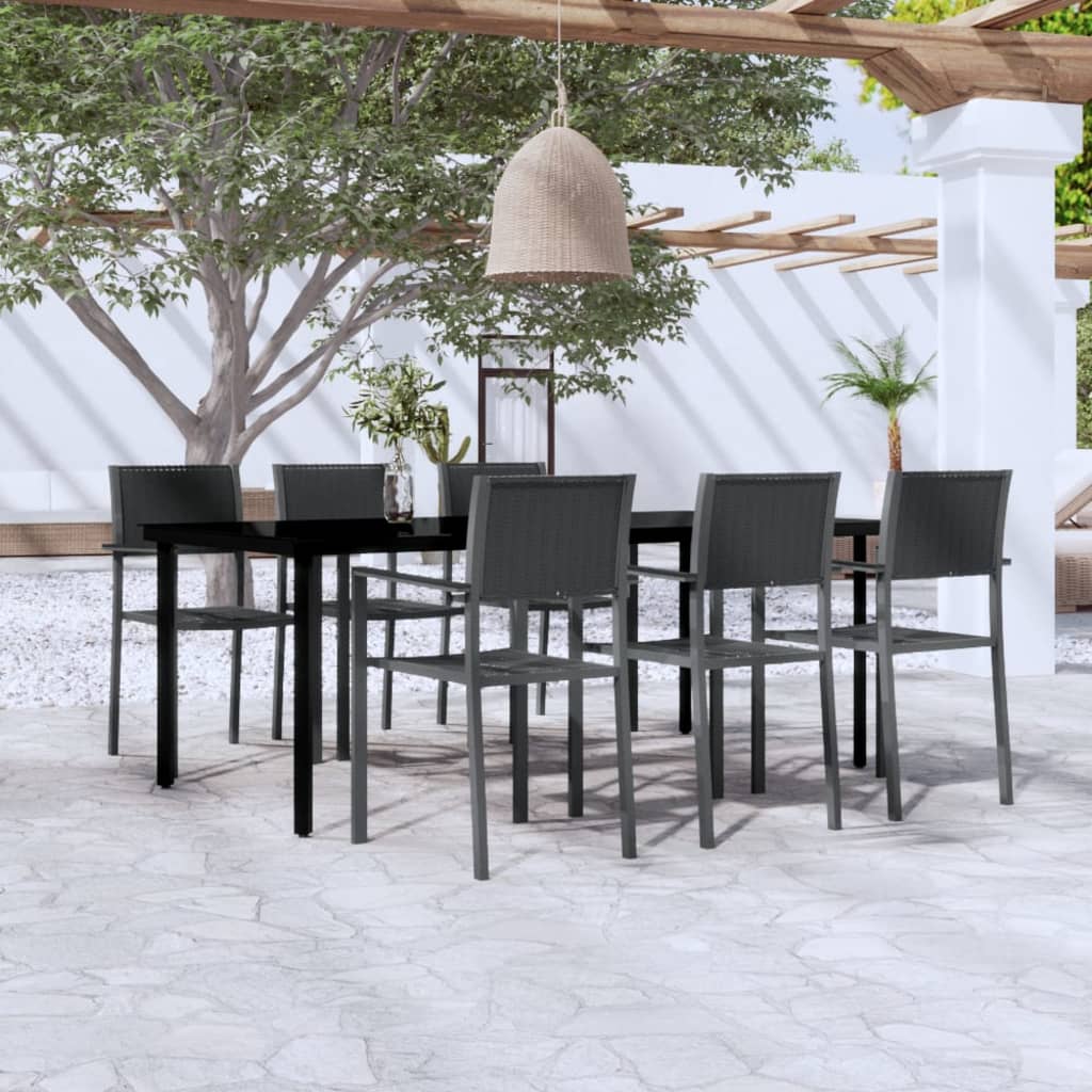 Vetonek Juego de comedor para jardín 7 piezas negro