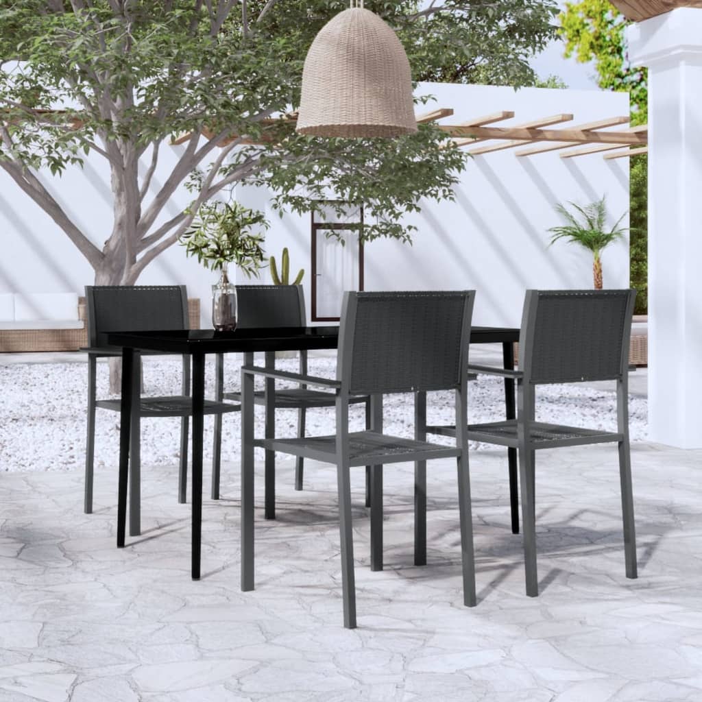 Vetonek Juego de comedor para jardín 5 piezas negro