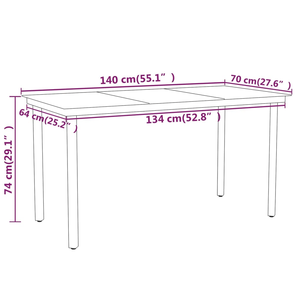 Juego de comedor para jardín 7 piezas negro vidaXL