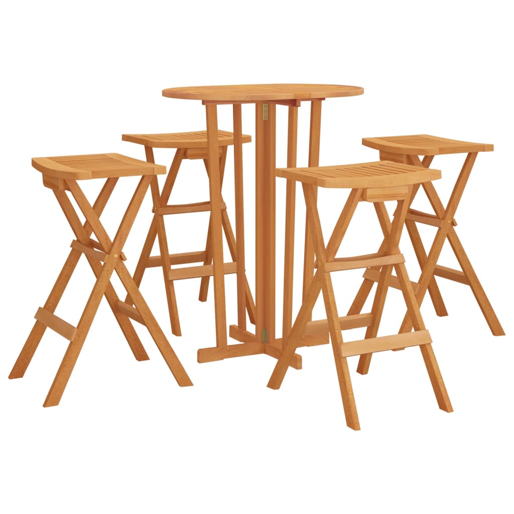 FOLDABLE TABLE AND TABURETES 5 pieces Maciza de Teca wood