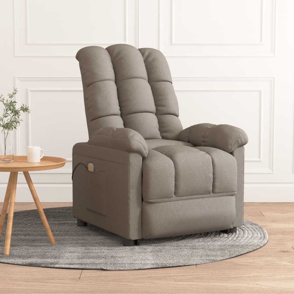 Vetonek Sillón de masaje reclinable de tela gris taupé