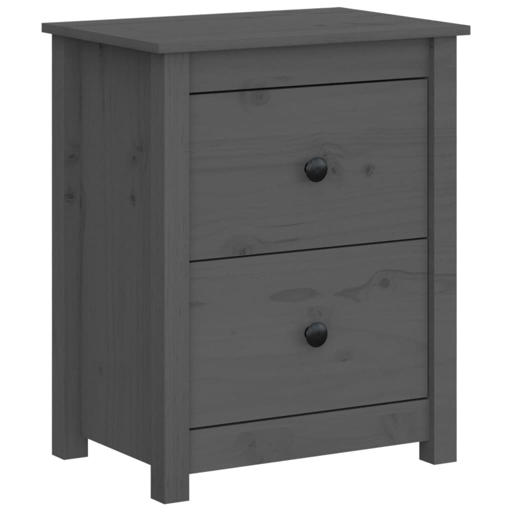 Night tables 2 units Gray pine wood 50x35x61.5 cm