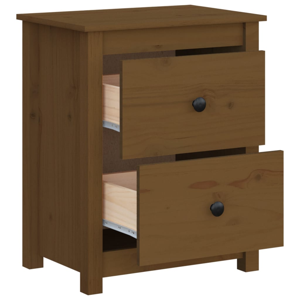 Mesita de noche madera maciza de pino marrón miel 50x35x61,5 cm vidaXL