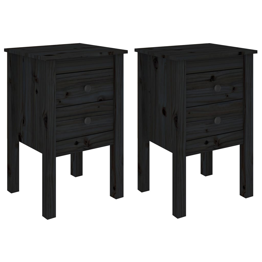 Mesitas de noche 2 uds madera maciza de pino negro 40x35x61,5cm vidaXL