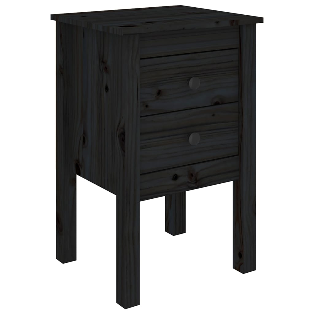 Mesitas de noche 2 uds madera maciza de pino negro 40x35x61,5cm vidaXL