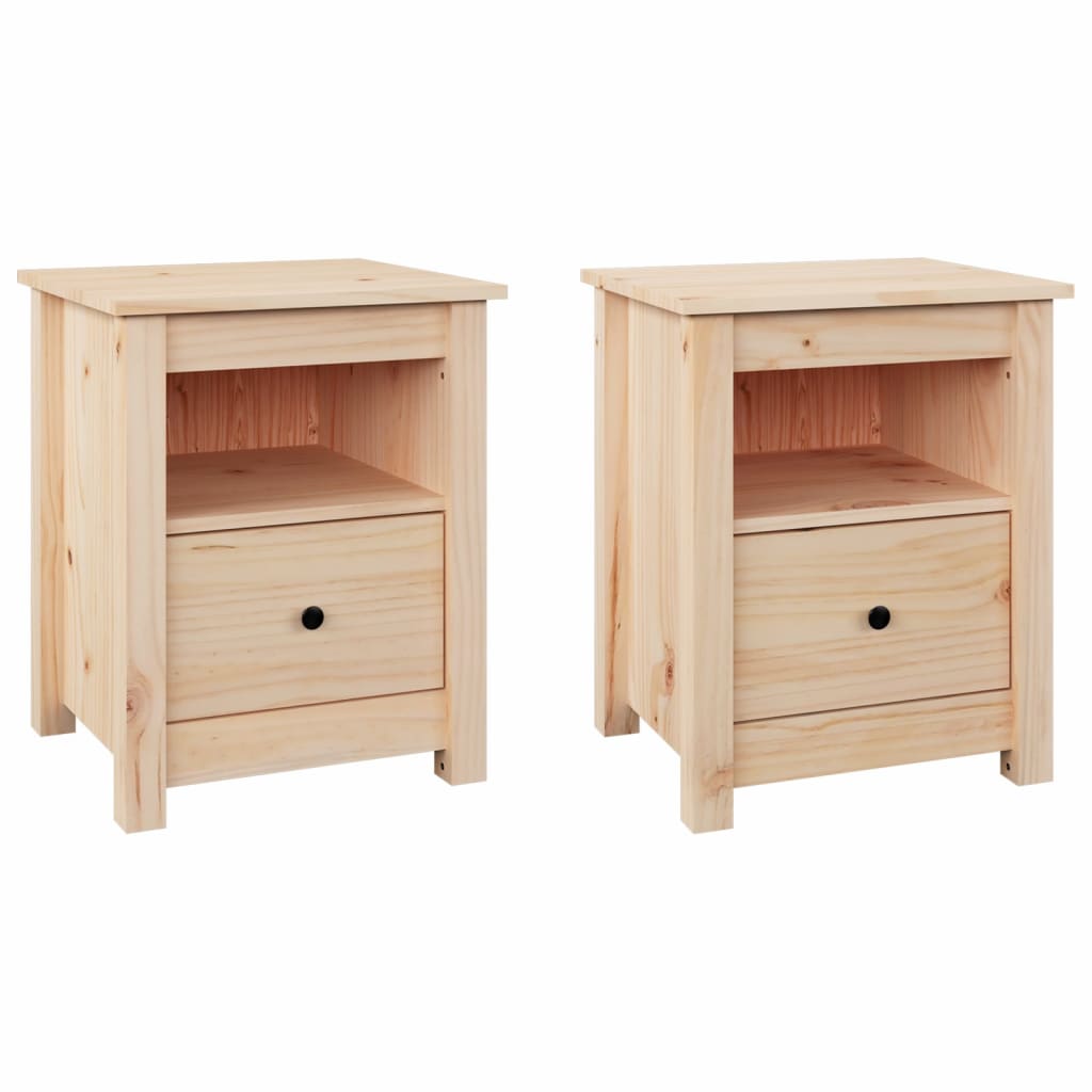 Mesitas de noche 2 uds madera maciza de pino 40x35x49 cm - Vetonek