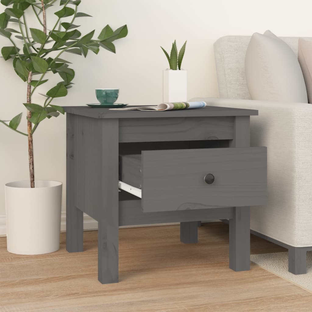 Gray pine pine wood auxiliary table 40x40x39 cm