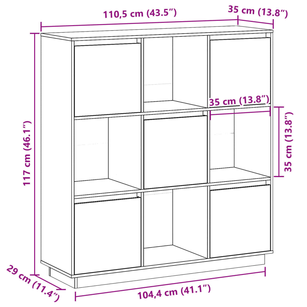 Alta Maciza Wooden Black Pine 110,5x35x117 cm