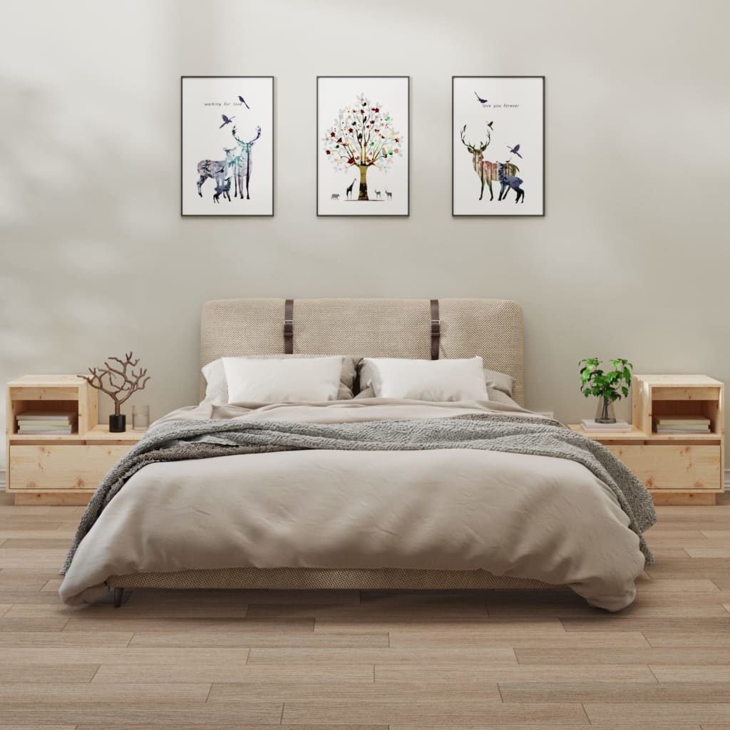 Tables de chevet 2 pcs en bois de pin massif 60x34x51 cm V3566 Vetonek