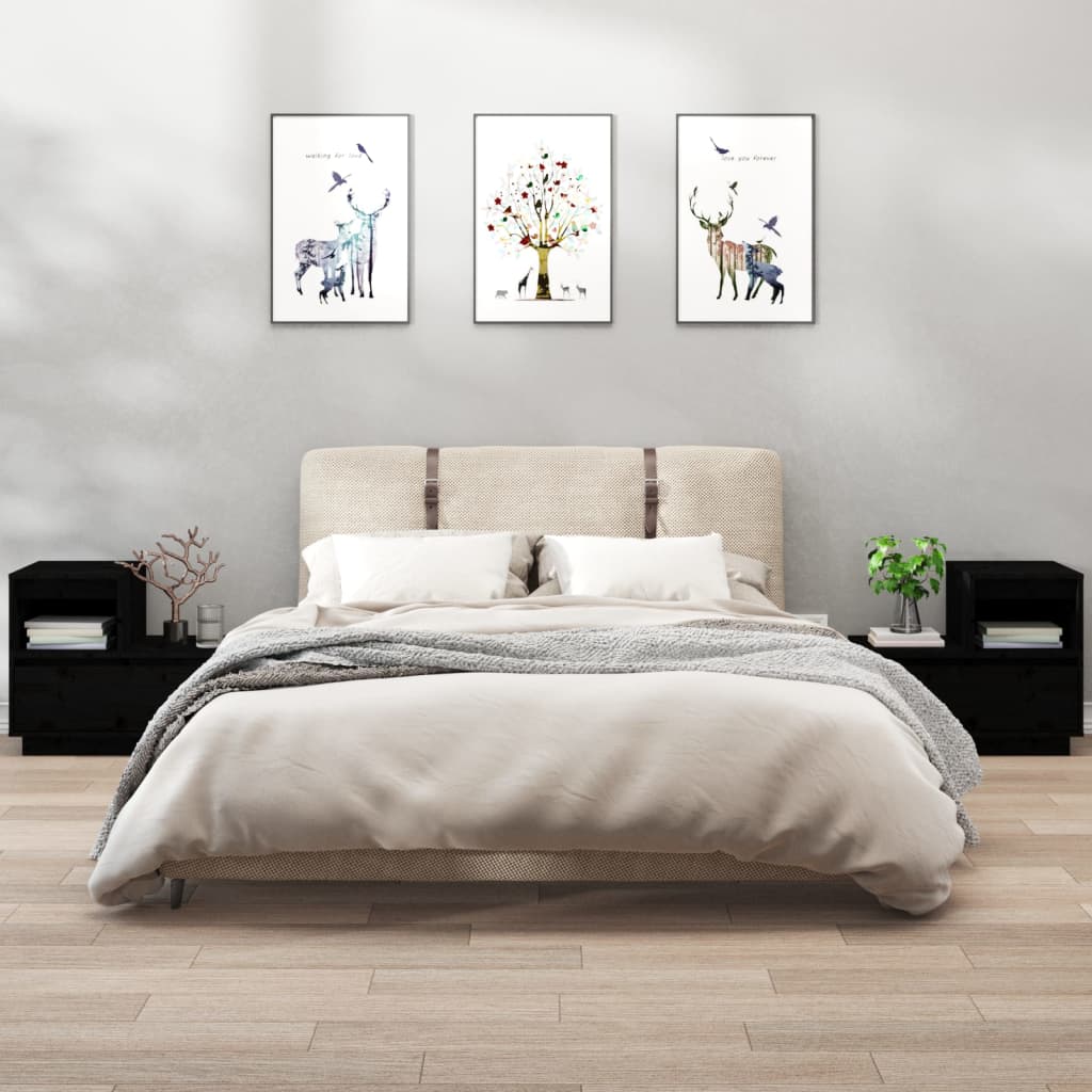 Tables de chevet 2 pcs bois de pin noir massif 60x34x51 cm v3641 Vetonek