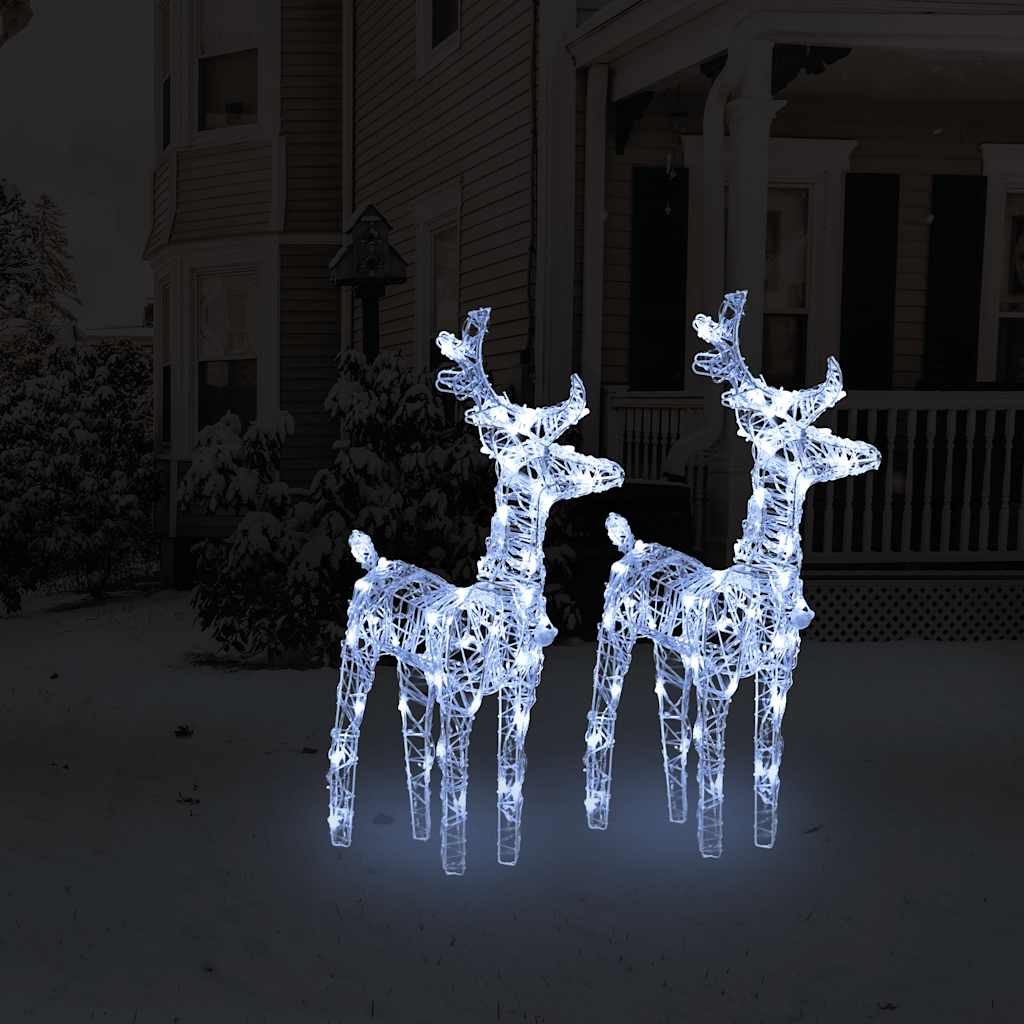 Vetonek Renos de Navidad 2 unidades 80 LED blanco frío acrílico