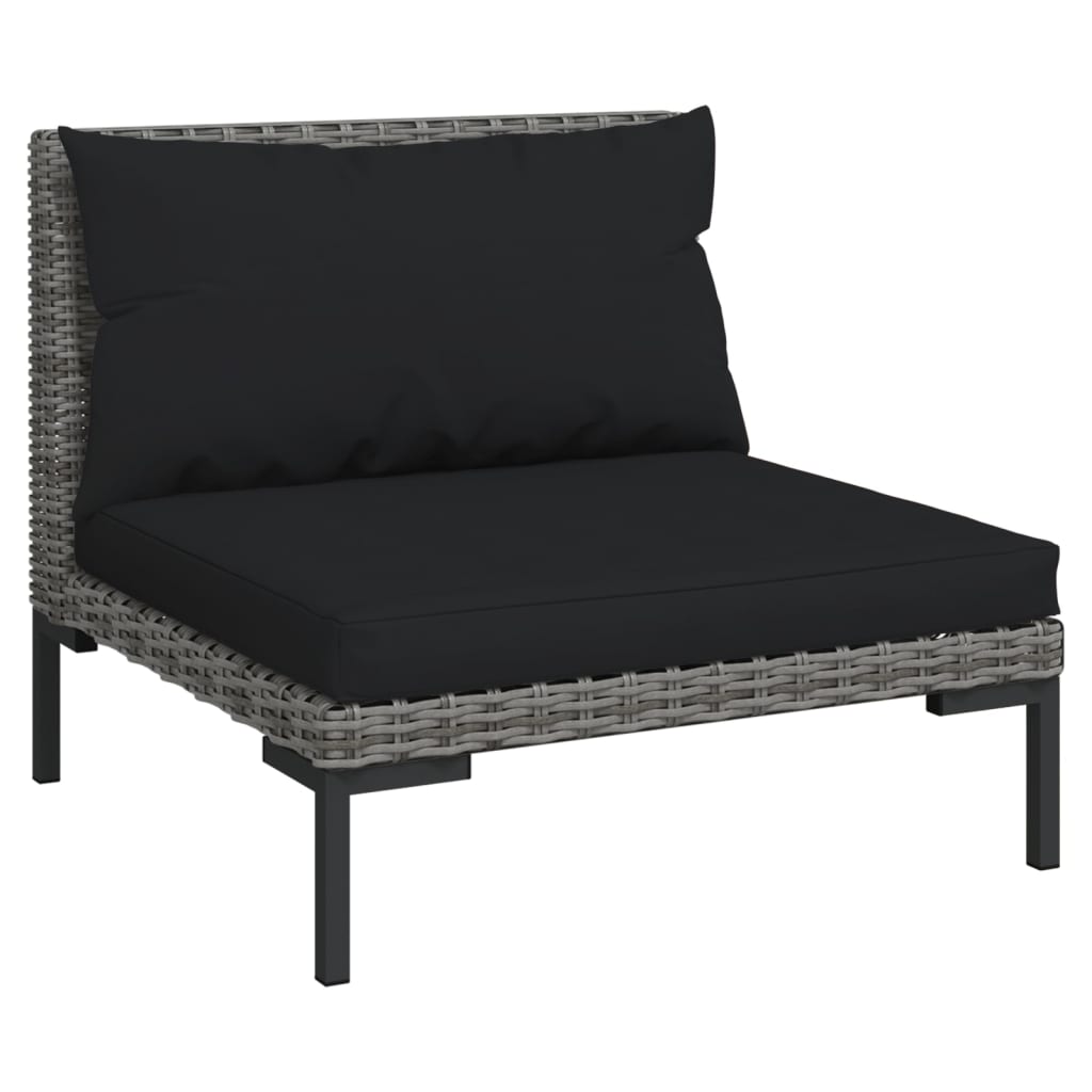 Garden furniture 14 pcs and dark gray synthetic rattan