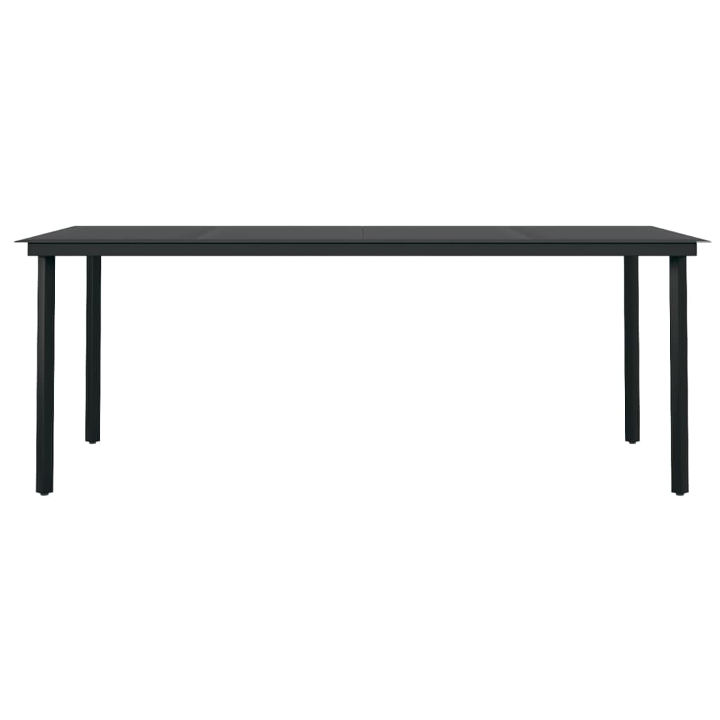 Mesa de jantar de jardim e vidro preto 200x100x74 cm