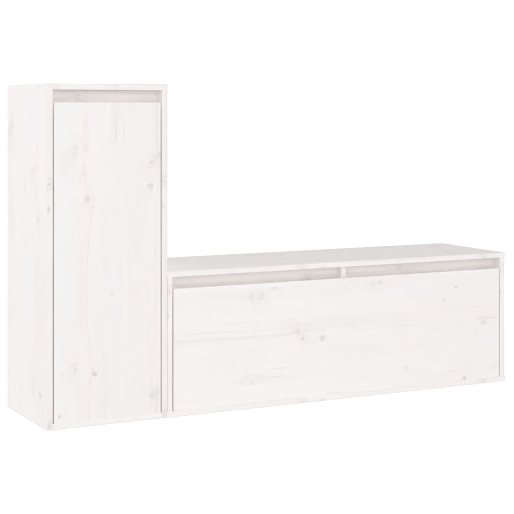 Muebles para TV 2 piezas madera maciza de pino blanco vidaXL