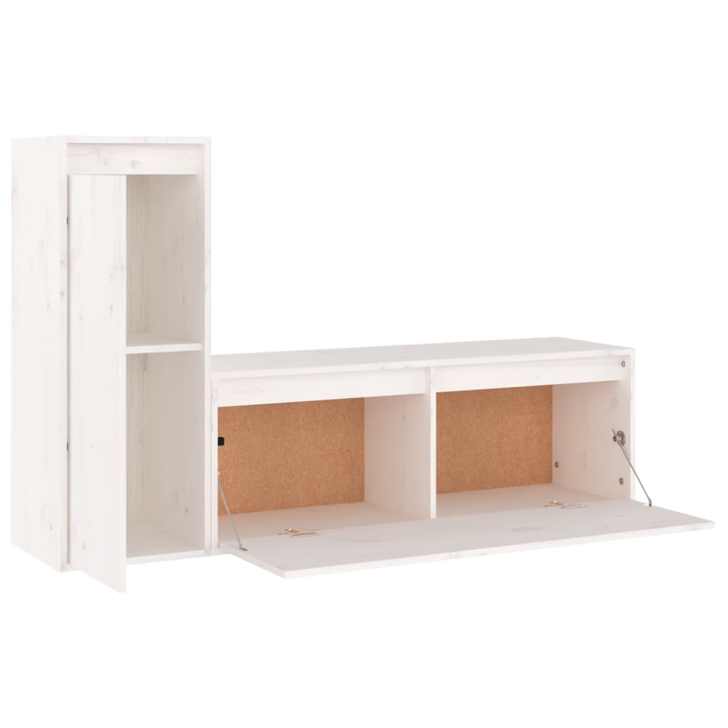 Muebles para TV 2 piezas madera maciza de pino blanco vidaXL