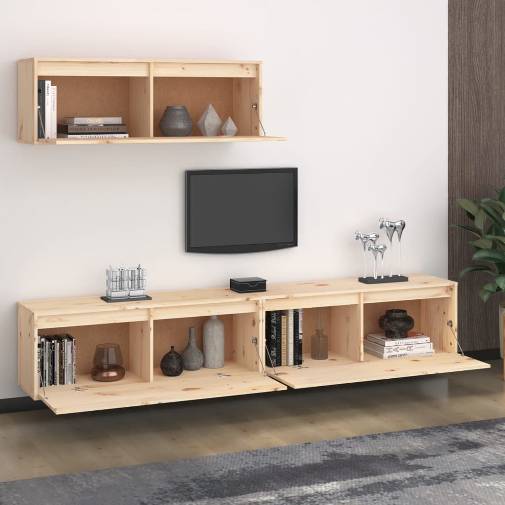 Muebles para TV 3 piezas madera maciza de pino