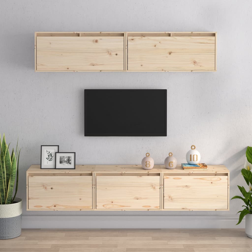 Vetonek Muebles para TV 5 piezas madera maciza de pino