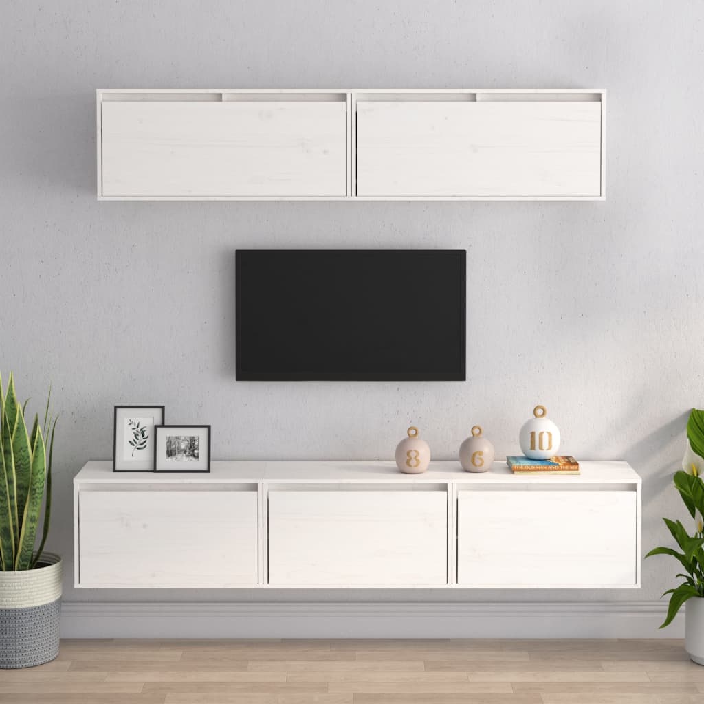 Vetonek Muebles para TV 5 piezas madera maciza de pino blanco