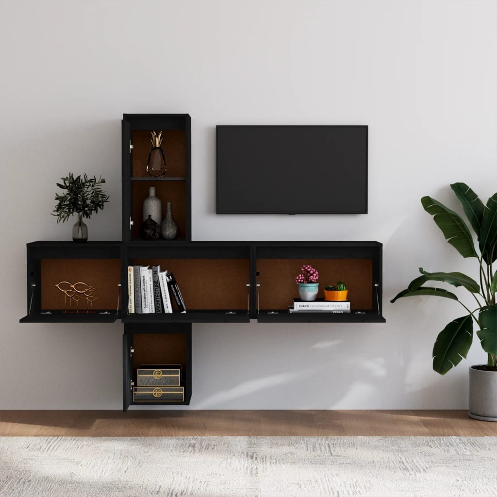 5 pezzi TV 5 pezzi Maciza Black Pine Wood