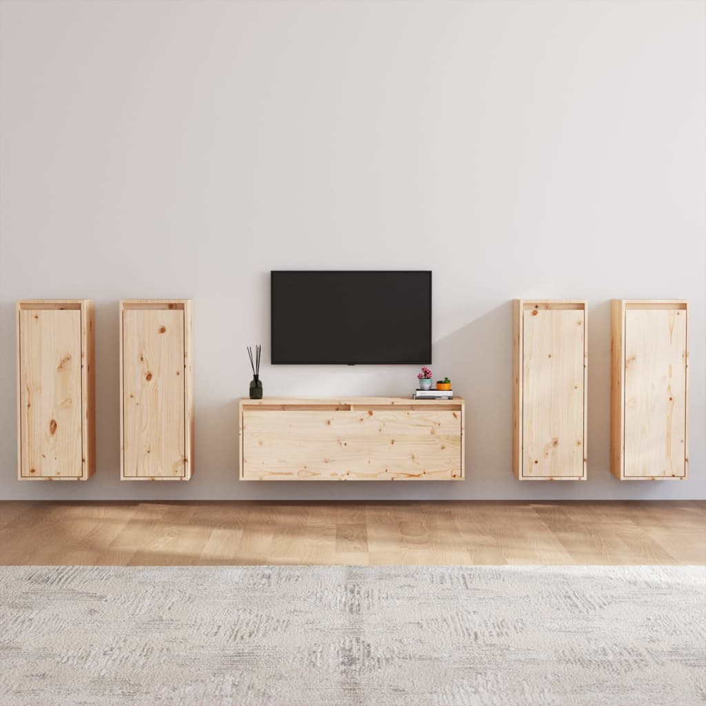 Vetonek Muebles para TV 5 piezas madera maciza de pino