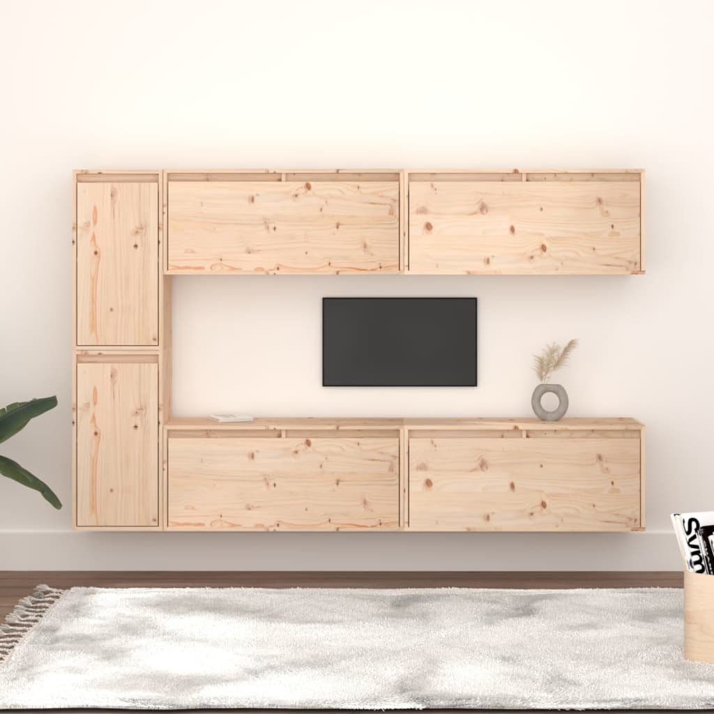 Vetonek Muebles para TV 6 piezas madera maciza de pino