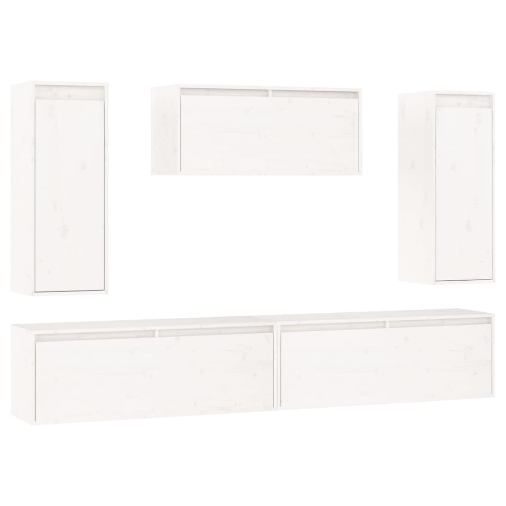 Muebles para TV 5 piezas madera maciza de pino blanco vidaXL