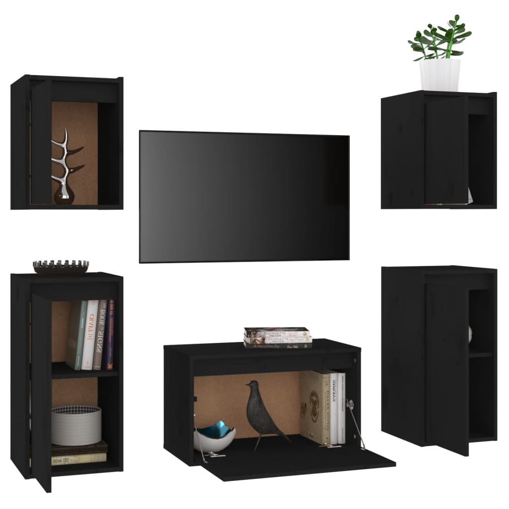 5 pezzi TV 5 pezzi Maciza Black Pine Wood