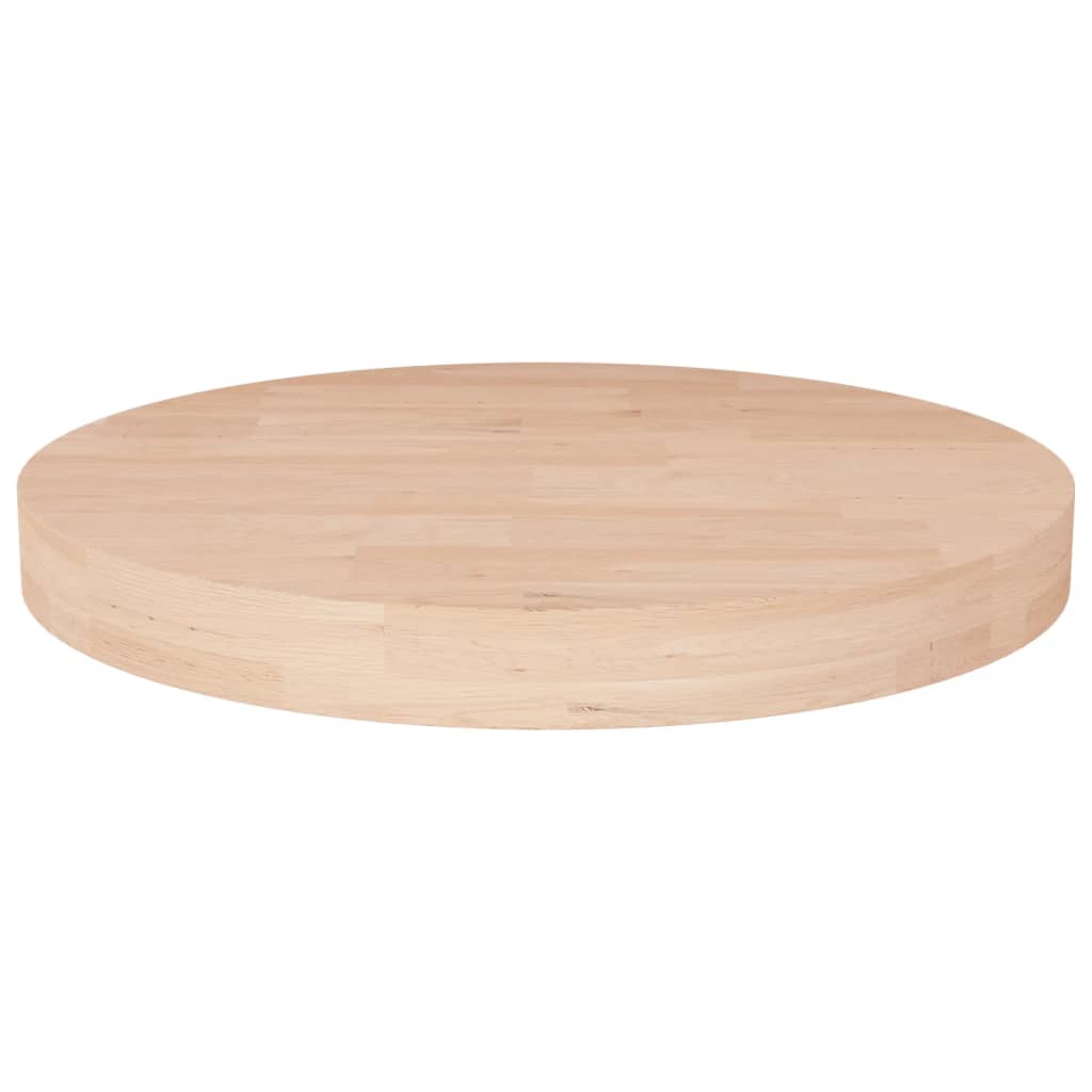 Vetonek Superficie de mesa redonda madera de roble sin tratar Ø40x4 cm