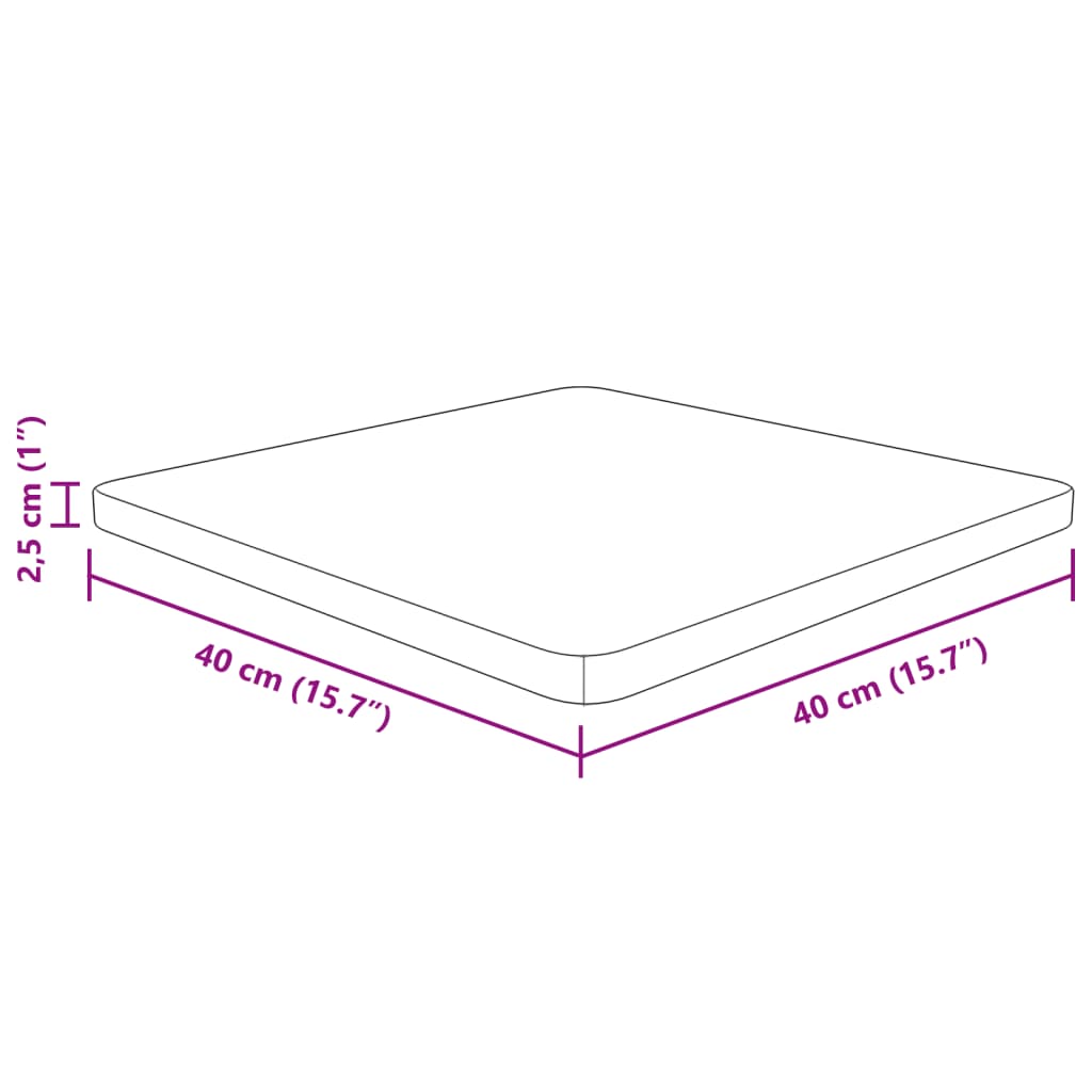 Tablero de mesa cuadrada madera de roble sin tratar 40x40x2,5cm