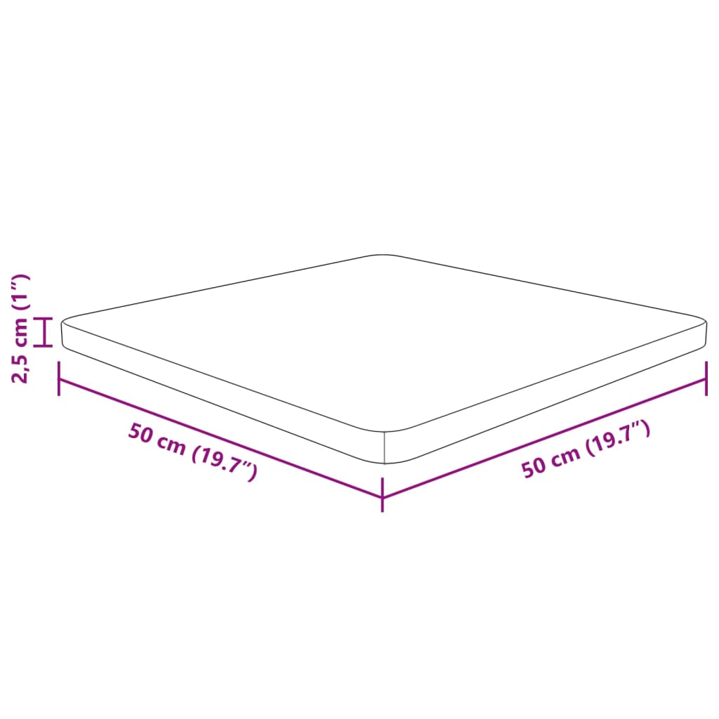 Tablero de mesa cuadrada madera roble marrón claro 50x50x2,5 cm