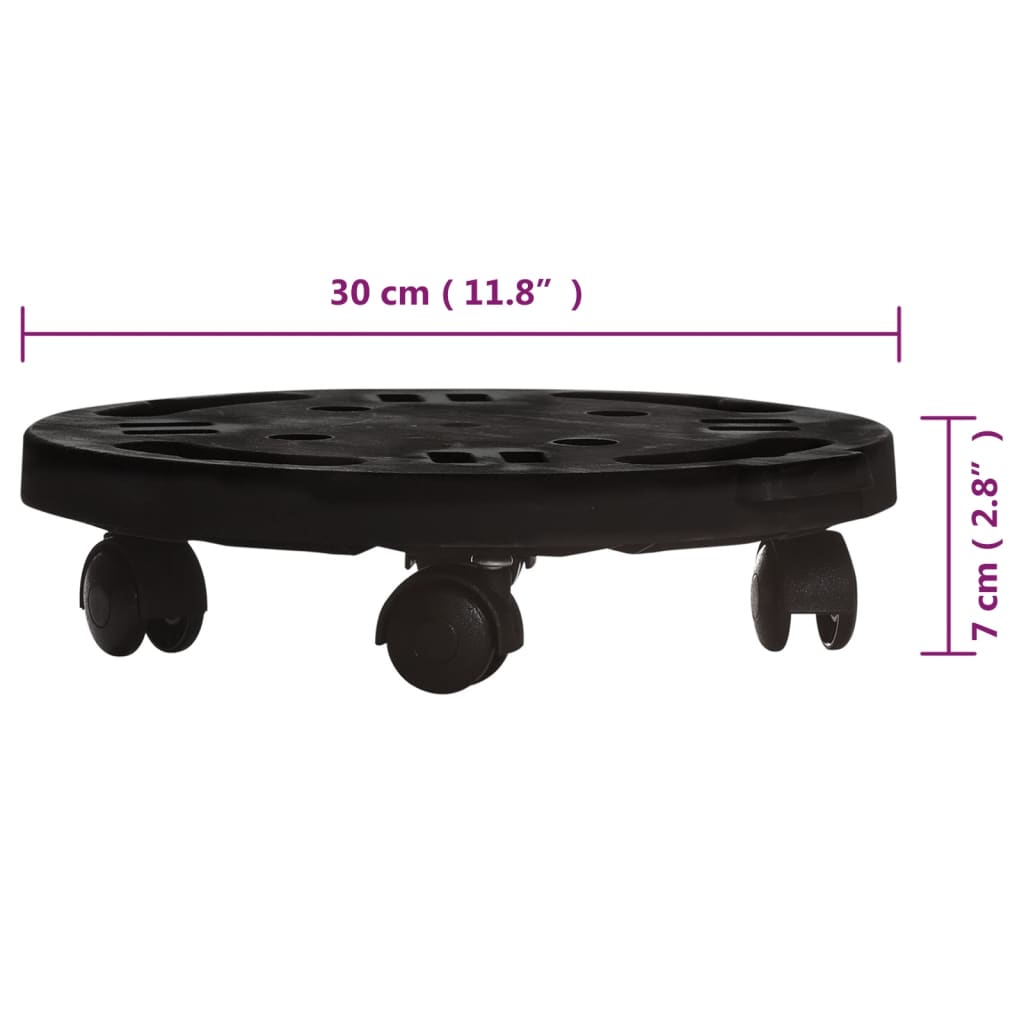 Soporte para plantas con ruedas diámetro 30 cm negro 170 kg vidaXL