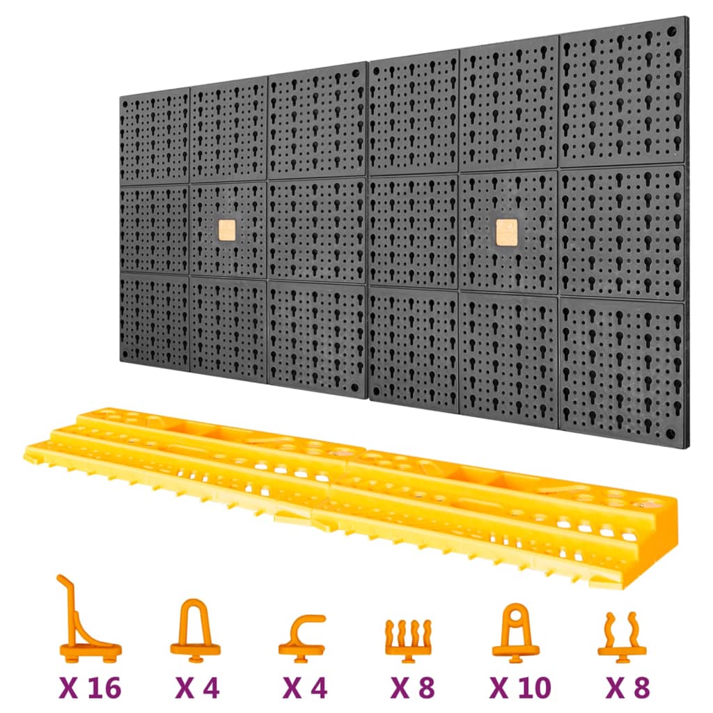 Panel de herramientas 500x1000 mm 50 ganchos PP vidaXL