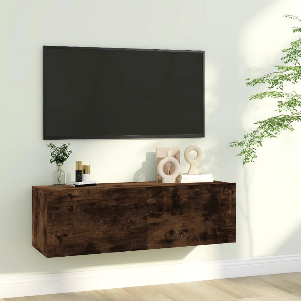 Vetonek Mueble de TV madera contrachapada roble ahumado 100x30x30 cm