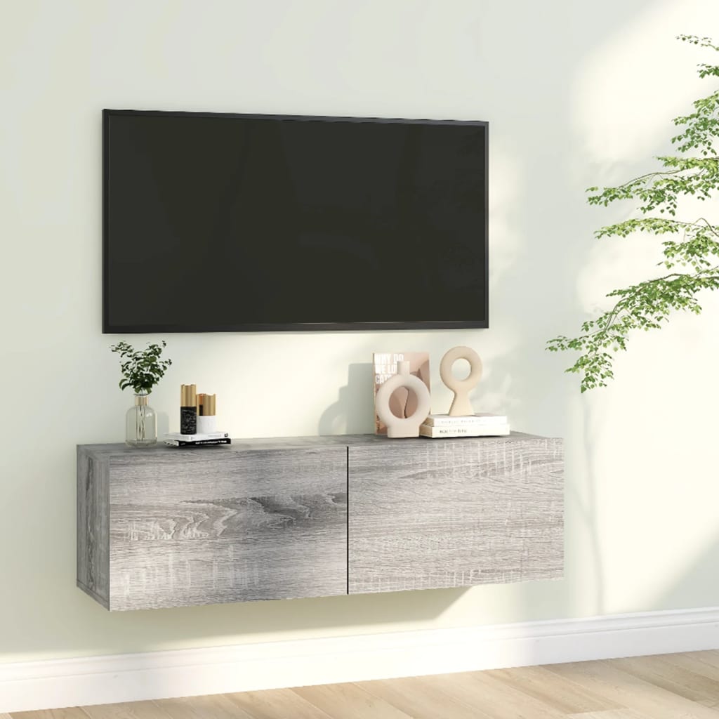 Vetonek Mueble para TV madera contrachapada gris Sonoma 100x30x30 cm