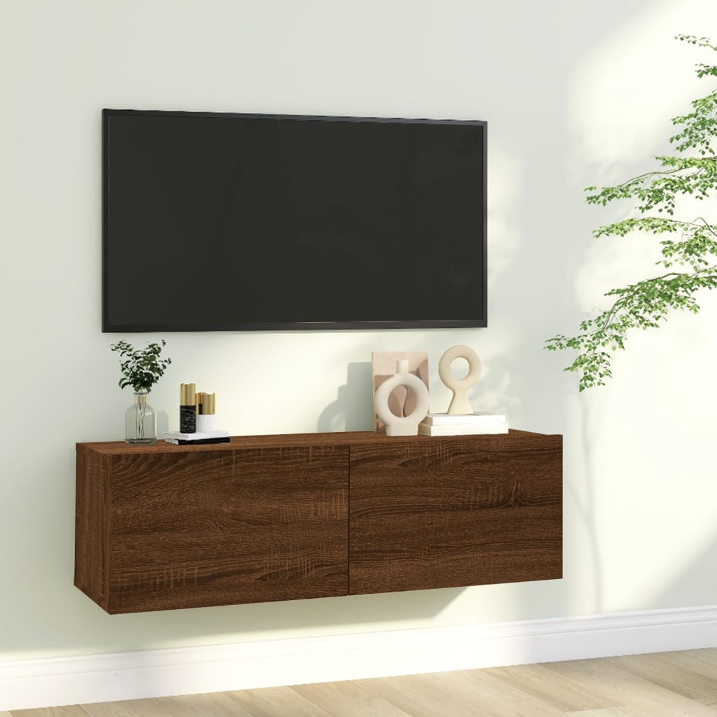 Vetonek Mueble pared TV madera contrachapada roble marrón 100x30x30 cm