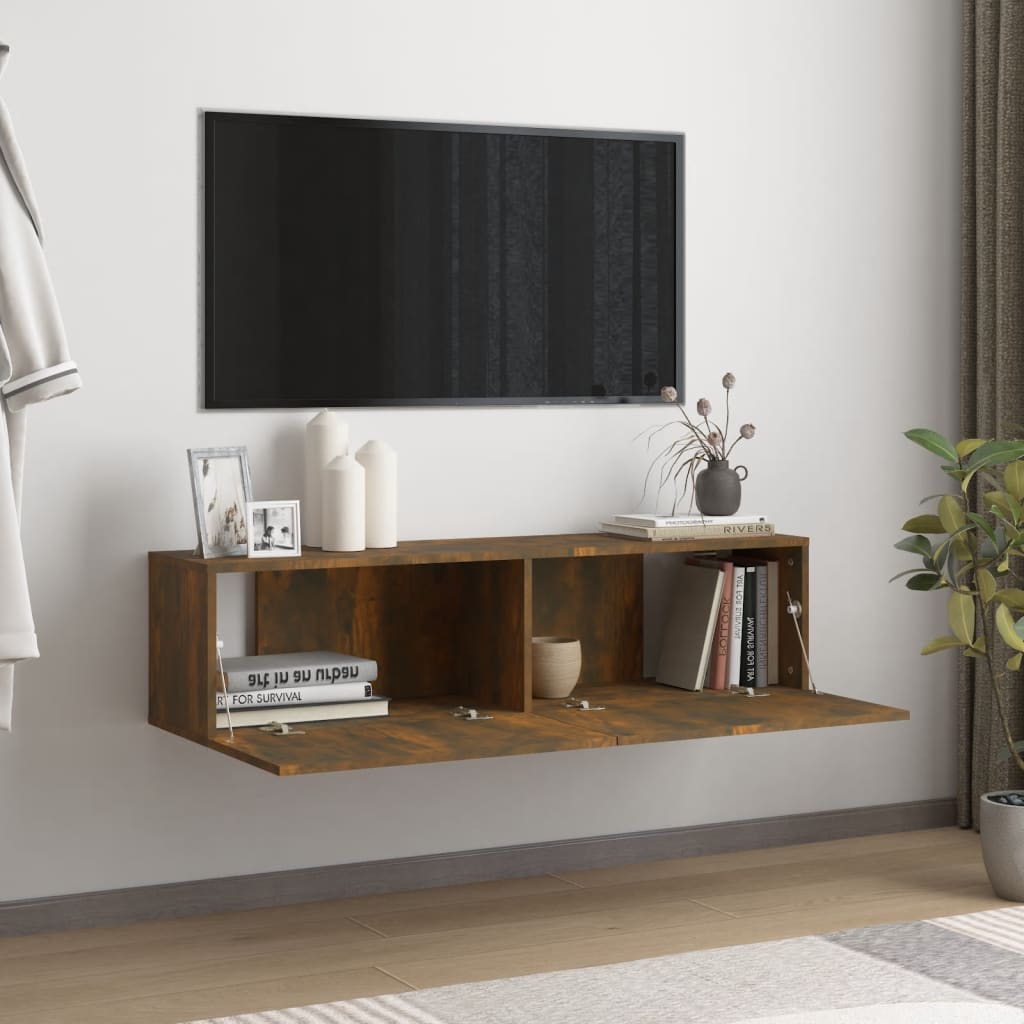 Mueble de pared TV contrachapado roble ahumado 120x30x30 cm vidaXL