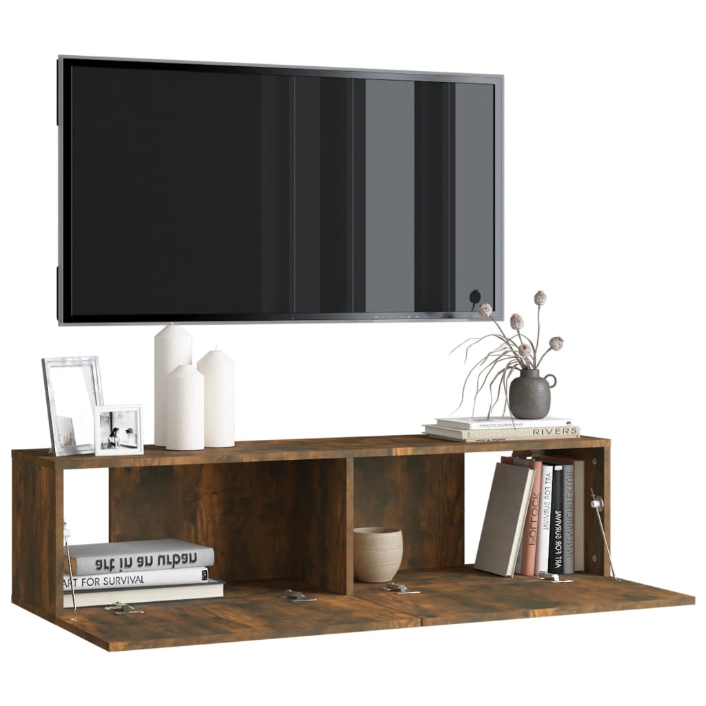 Mueble de pared TV contrachapado roble ahumado 120x30x30 cm vidaXL