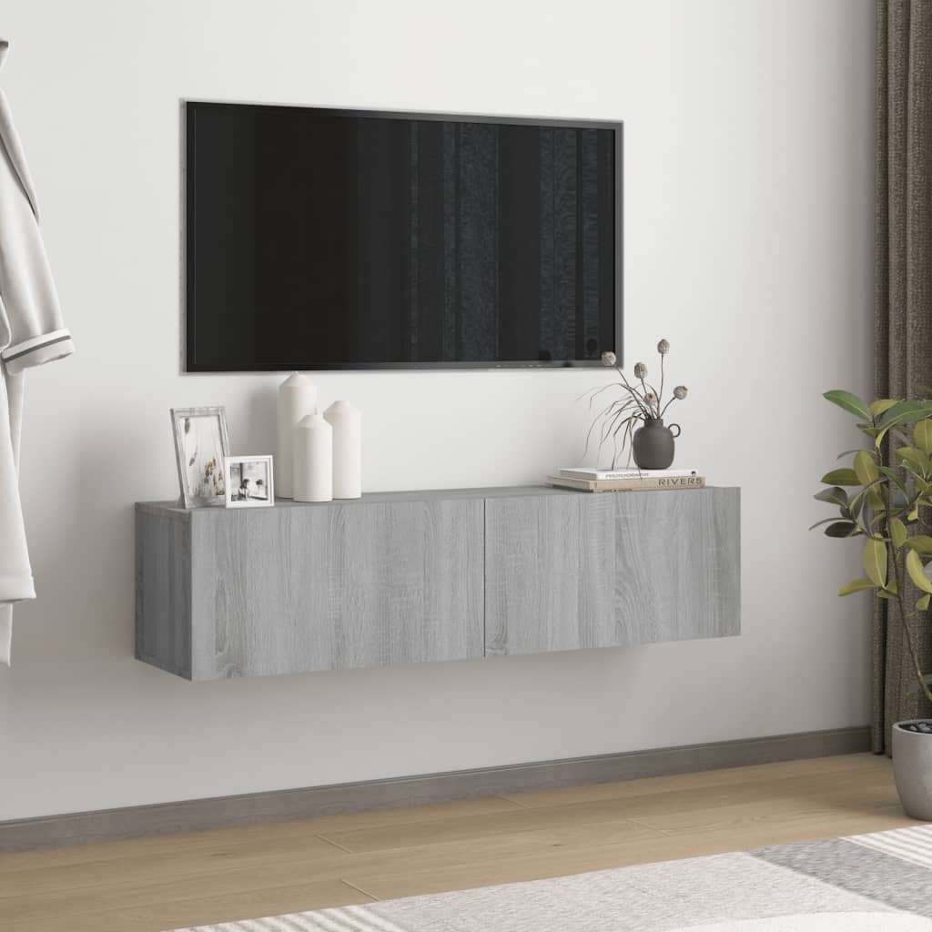 Vetonek Mueble pared TV madera contrachapada gris Sonoma 120x30x30 cm