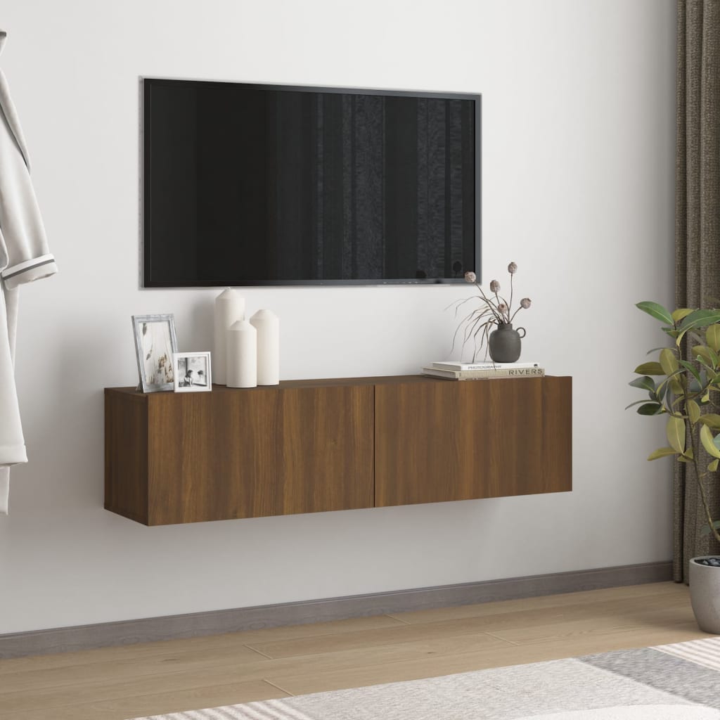 Vetonek Mueble pared TV madera contrachapada roble marrón 120x30x30 cm