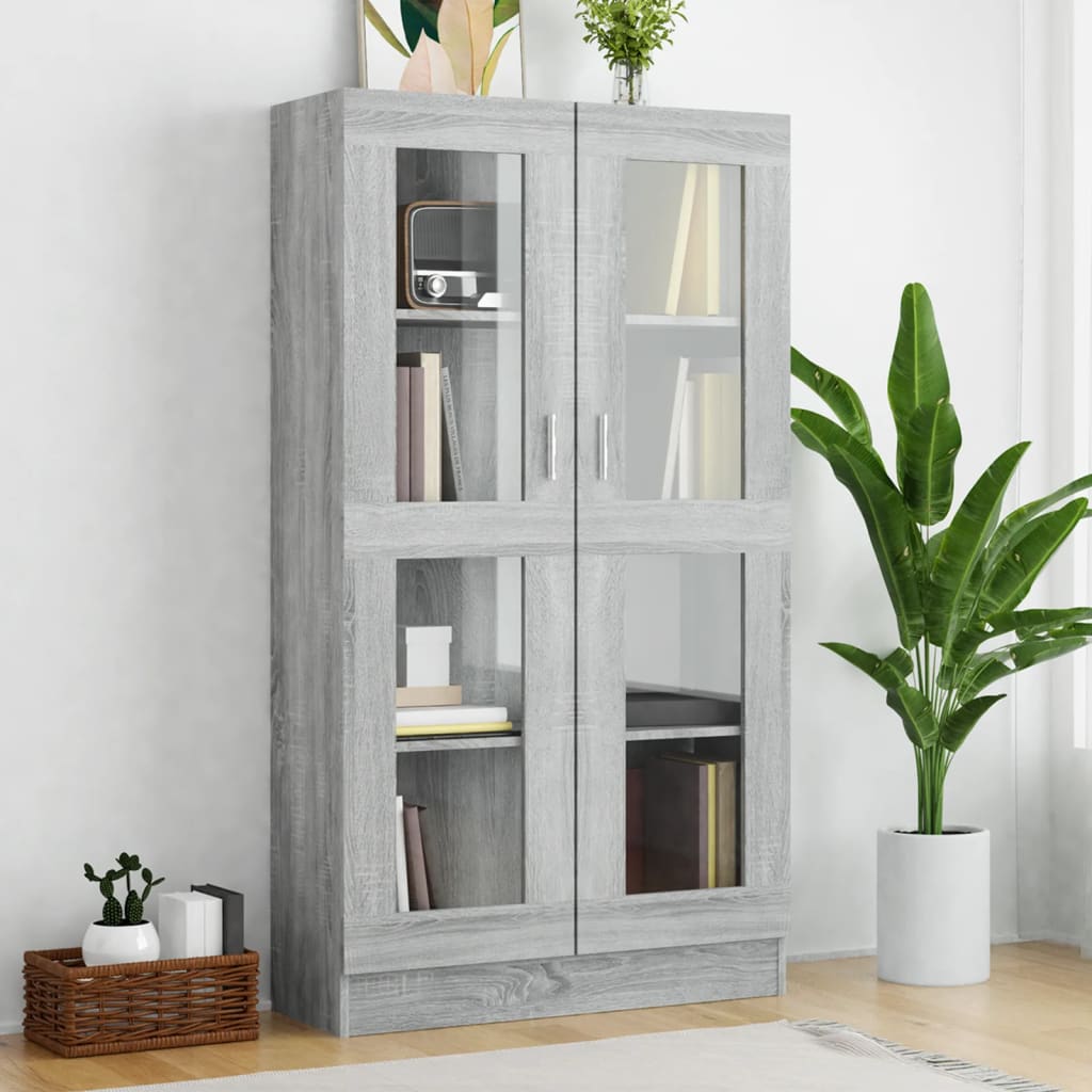 Vetonek Vitrina madera contrachapada gris Sonoma 82,5x30,5x150 cm